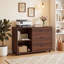 Classeur latéral mobile avec tiroirs et tablettes, armoire de rangement à roulettes, brun-1074431522