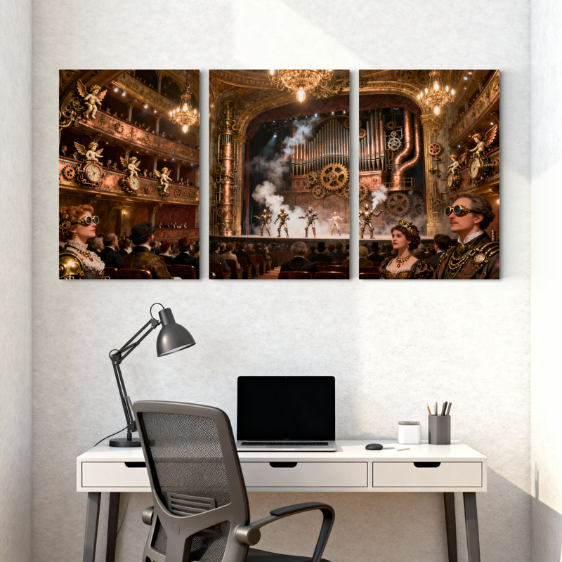 Fantasy & Sci-Fi, ensemble de 3 reproductions d'art sur toile Steampunk, H 36 po x l 72 po