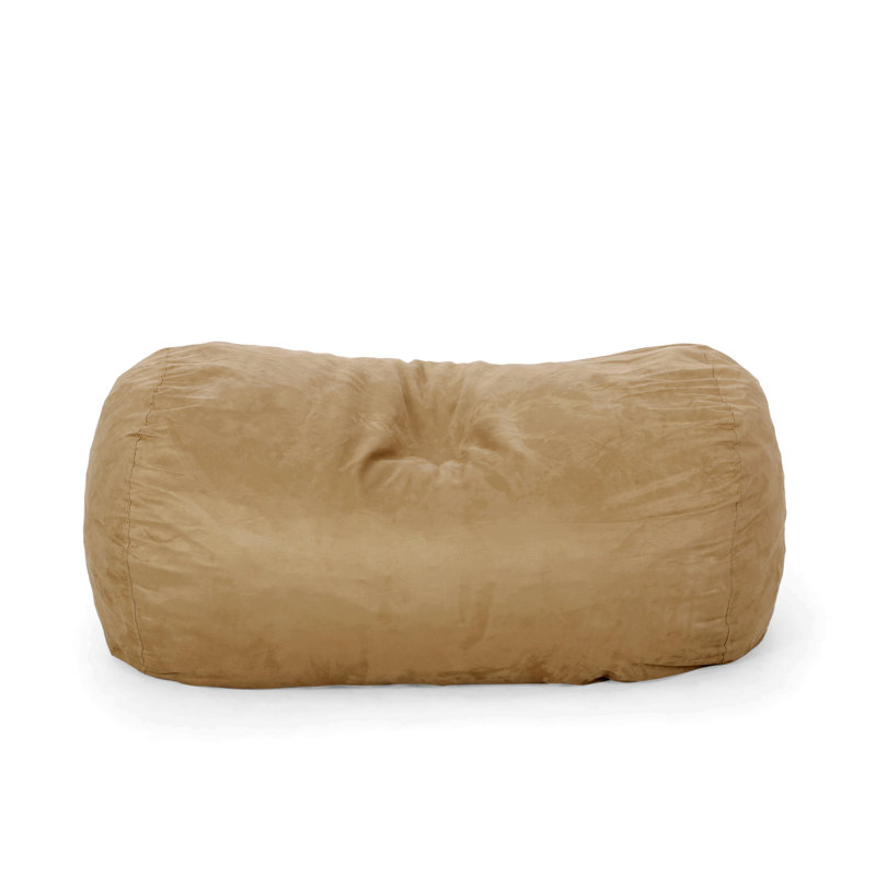 Pouf cylindrique en microfibre 6,5 pieds Potrero, beige