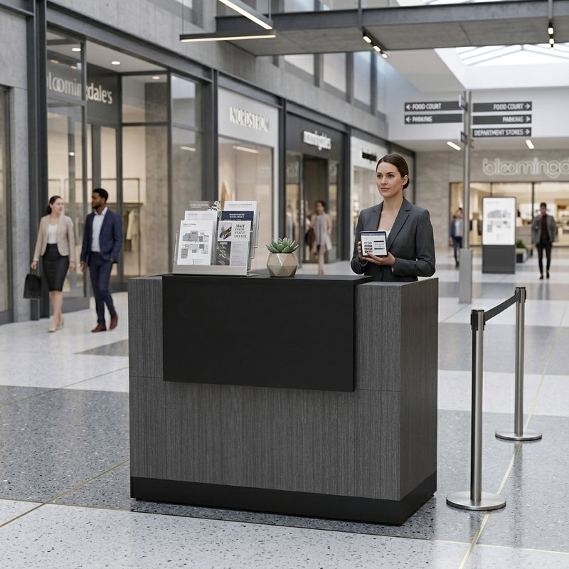 Nehimiah Rectangle Synthetic Laminate Reception Desk