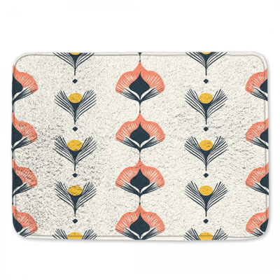 Art Deco Floral Motif Bath Mat