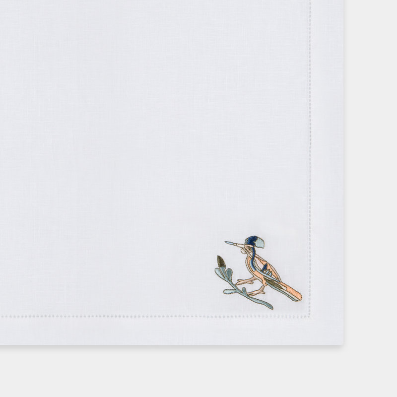 Bird Motif Embroidered Linen Placemats