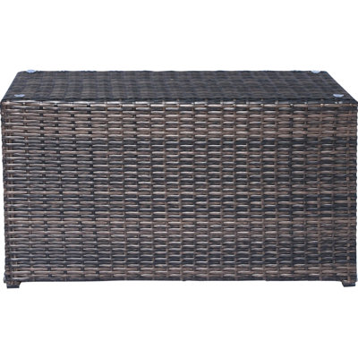 Table basse rectangulaire brune avec plateau et piètement en verre résistant, 45,7 cm (H) x 83,8 cm (L) x 55,9 cm (l), pour de multiples usages.