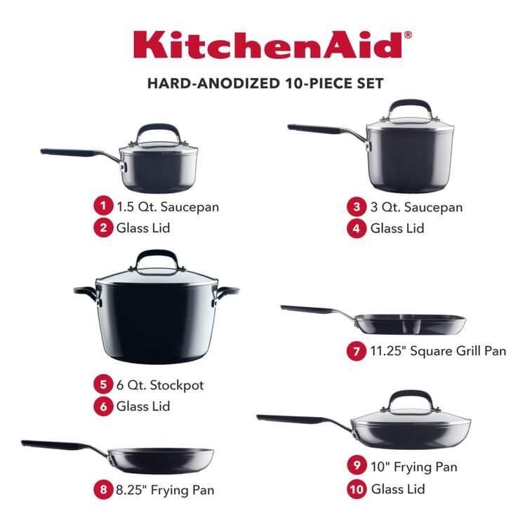 KitchenAid Hard Anodized Ceramic Non-Stick 3 Quart Cookware Sauce Pan with  Lid