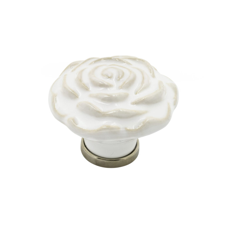Flower Novelty Knob, White