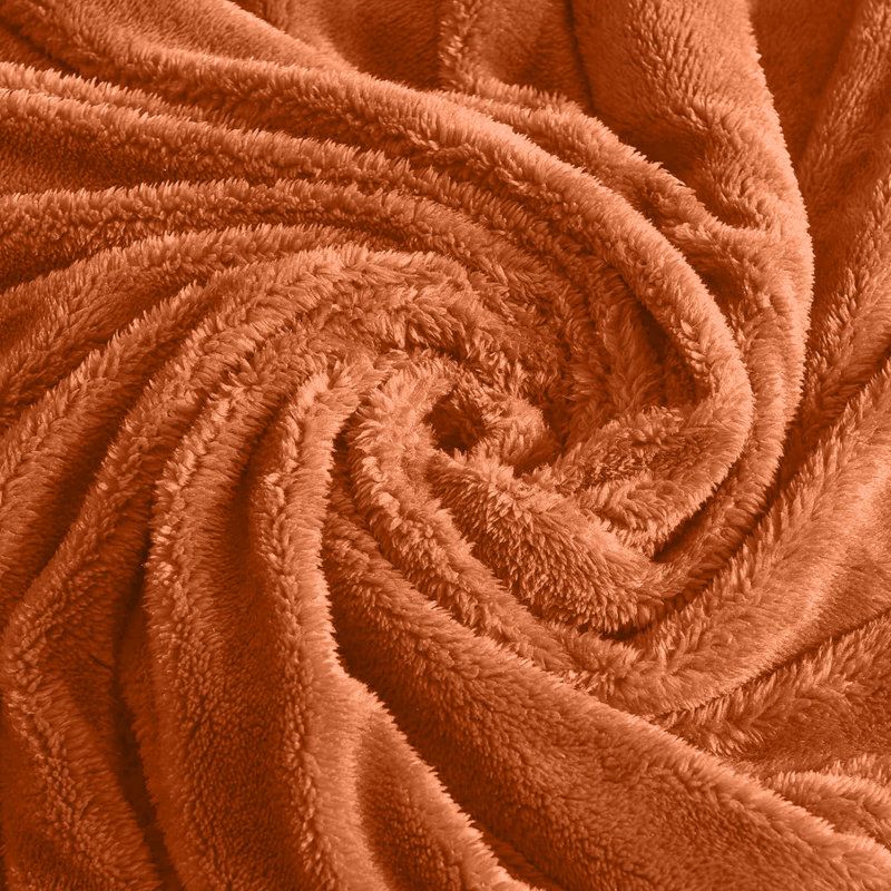 Misuzu Super Soft Reversible Sherpa Fleece Blanket, Rust, Single