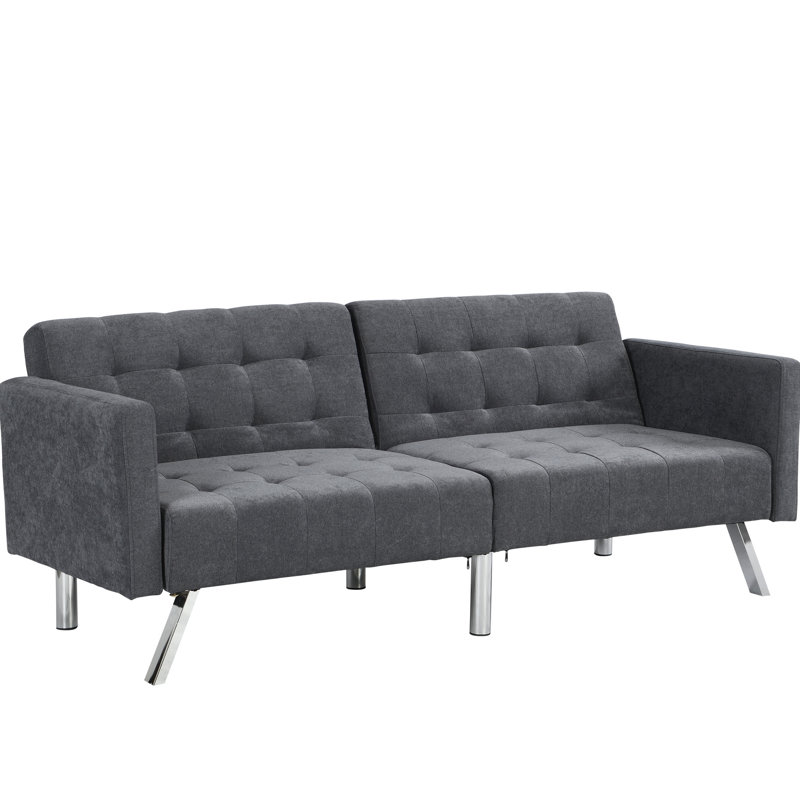 Canapé convertible en lin respirant gris foncé pour une atmosphère paisible décor polyvalent, Gris foncé