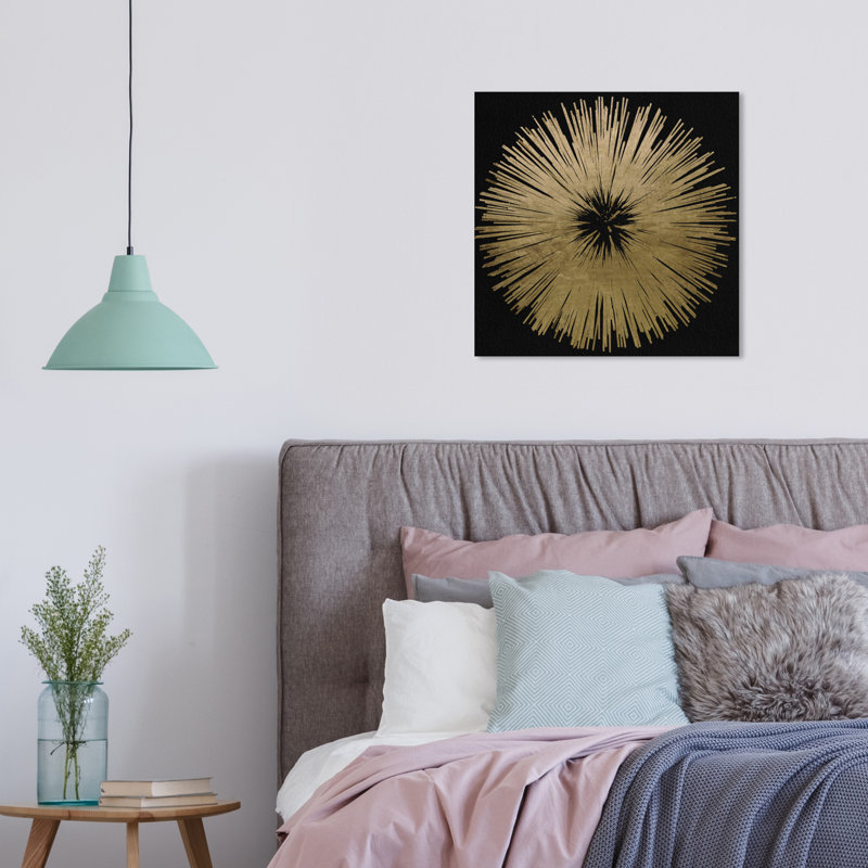 «Abstract Sunburst Golden Night», impression, Toile tendue, H 16 po x l 16 po, Sans cadre