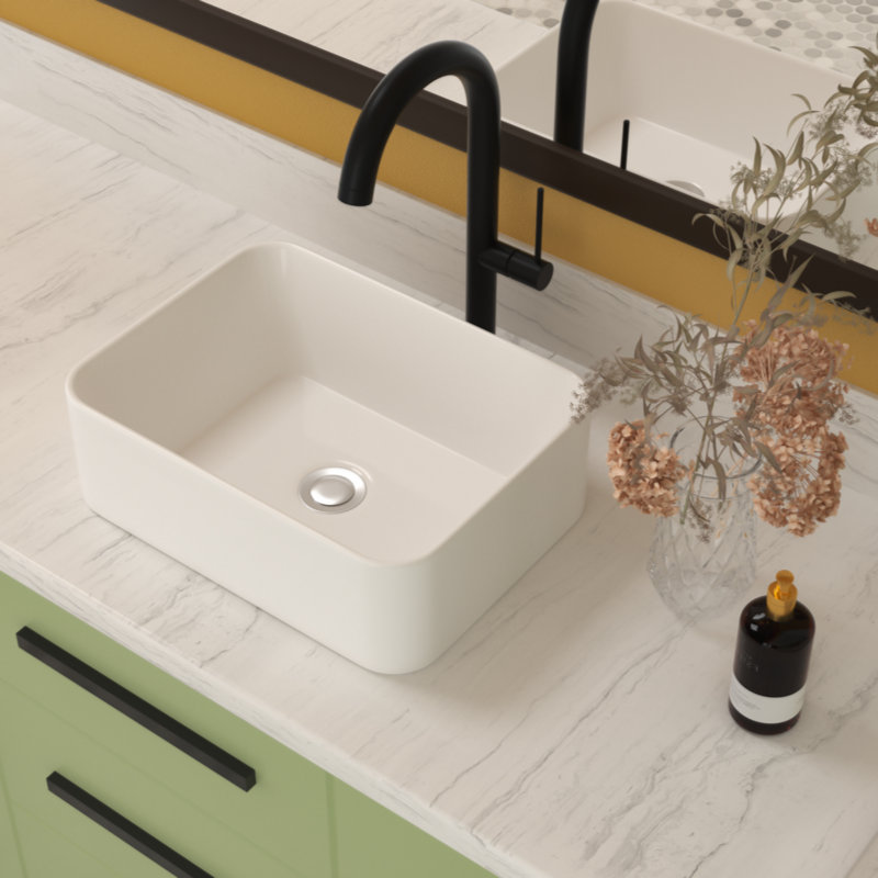 16"x12" White Ceramic Rectangular Bathroom Sink
