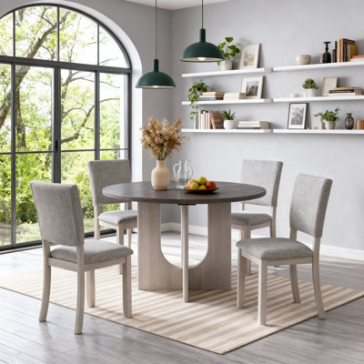 Ensemble de salle à manger 5 pièces, table ronde avec 4 chaises d'appoint pour la salle à manger