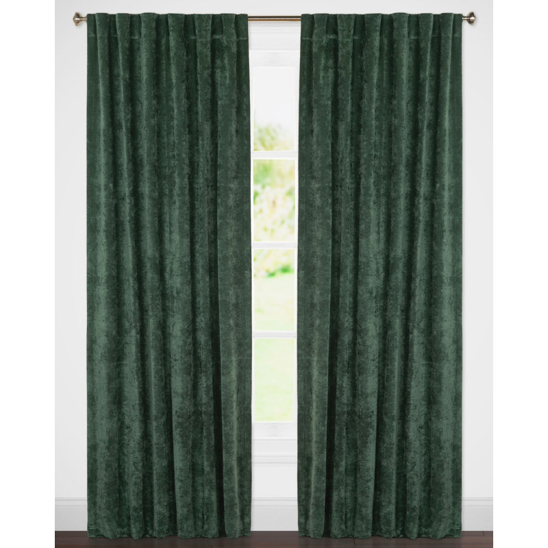 Padma Semi Sheer Curtain Single Panel, Dark Green