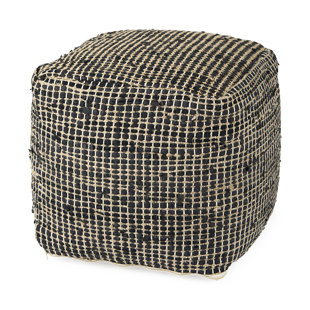 Pouf 0H en cuir et jute