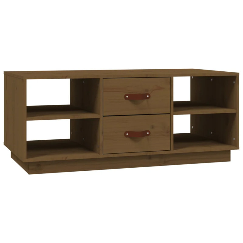 Schindler Solid Wood Solid Coffee Table with Storage, Honey brown
