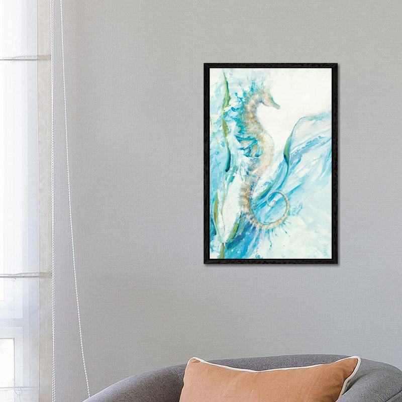 New Seahorse by Dina D'Argo - Painting on Canvas, Black Framed, 66.04cm H x 45.72cm W x 3.81cm D