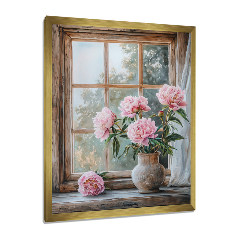 Cermenho - Floral Canvas Art Print, H 20 po x l 12 po, Avec cadre, Doré