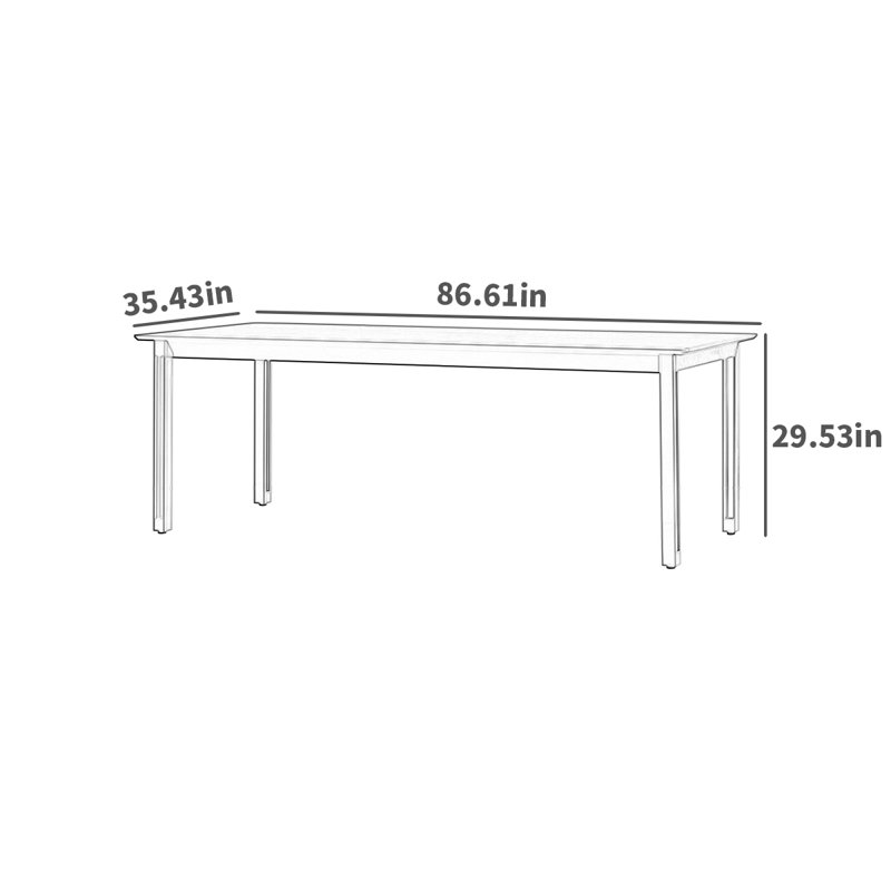 Table de maison simple en acier inoxydable moderne, L 35,43 po x L 86,61 po