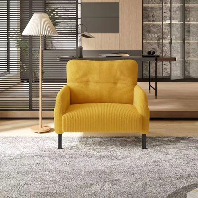 Fauteuil simple en velours côtelé doux avec structure en bois massif pour appartement et maison, sièges confortables, poches latérales, magazines, espace de conférence monochrome, tissu respirant, structure, double