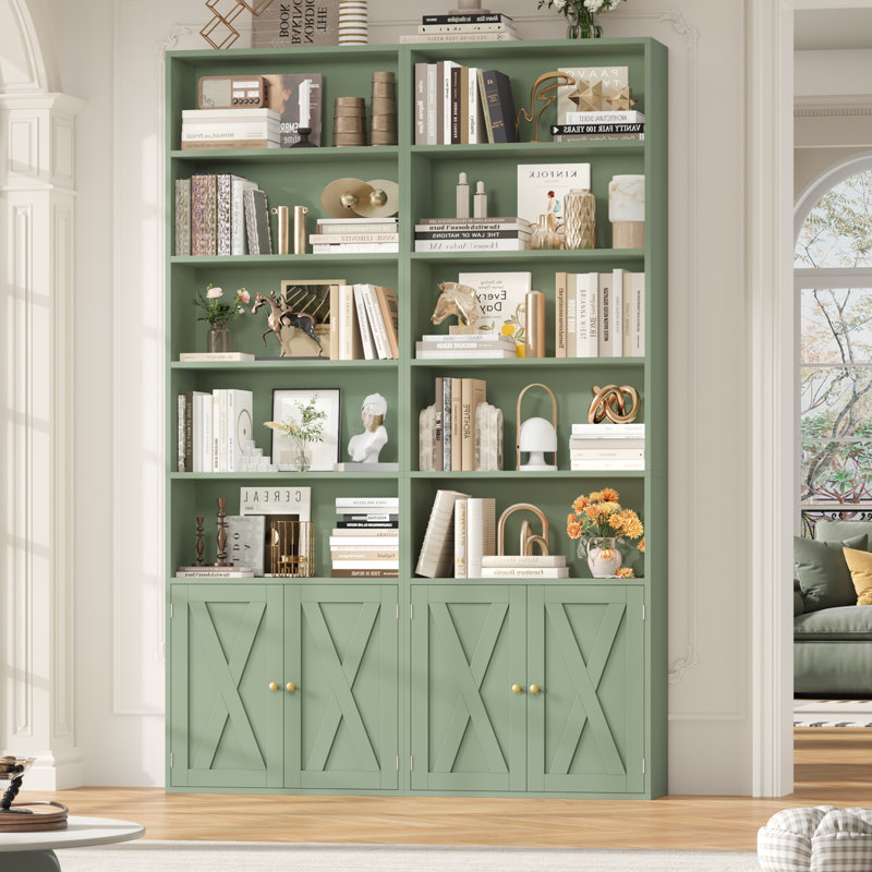 82.3" Tall Bookshelf And Bookcase, 7-Tier Floor Standing Bookcase For Home Office, Living Room, Green