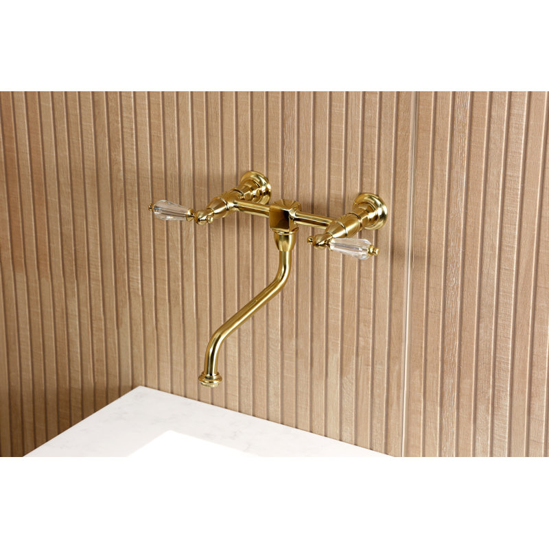 Robinet de salle de bain mural 2 trous Kingston Brass Wilshire, Laiton brossé