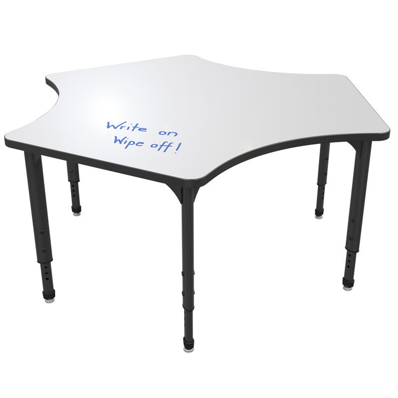 Apex Series Whiteboard Adjustable Delta 3 Students Activity Table, Black