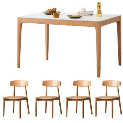 Beech Slate Dining Table Set