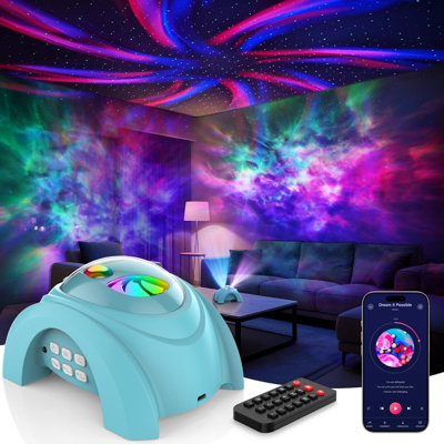 projecteur veilleuse d'aurores boréales et d'étoiles galactiques à double objectif pour chambre à coucher | 58 effets lumineux, bruit blanc, haut-parleur Bluetooth, synchronisation musicale, télécommande, minuterie, cadeau de décoration pour enfants, adultes et adolescents