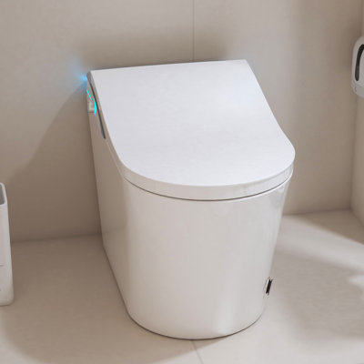 Toilette intelligente Lasaideal avec bidet avancé et couvercle à ouverture automatique, siège chauffant, chasse automatique sans réservoir, laveuse / sécheuse chaude, télécommande