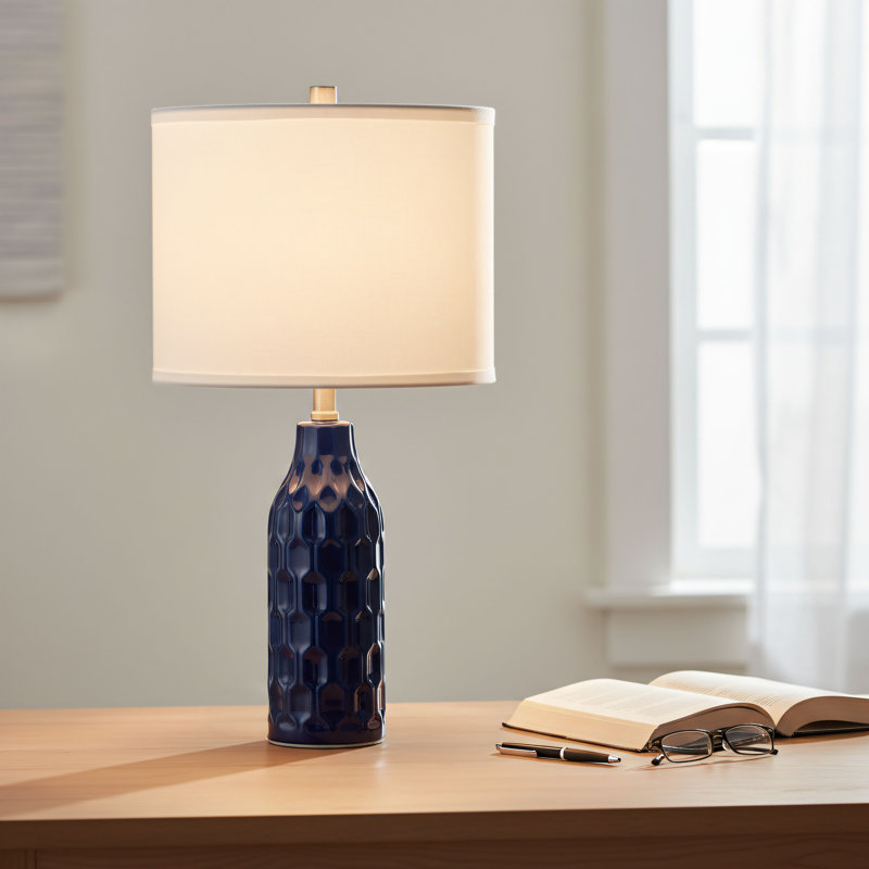 Ensemble de lampes de table en céramique bleu marine, paquet de 2, 3 températures de couleur réglables, y compris les ampoules. Convient pour le salon, la chambre à coucher, le bureau personnel, la table de chevet et la décoration de bureau.
