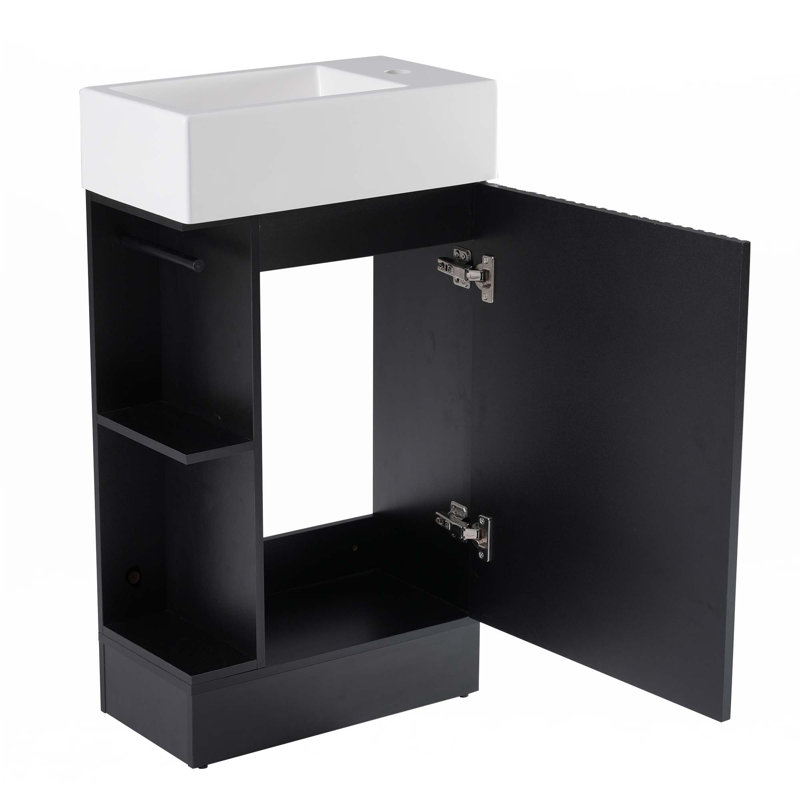 18.6" Bathroom Vanity With Sink, Black