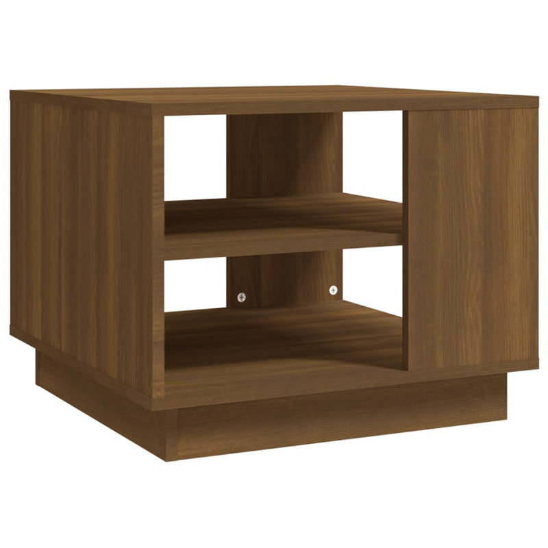 Glass End Table with Storage, 21.7"x21.7"x16.9", Concrete gray