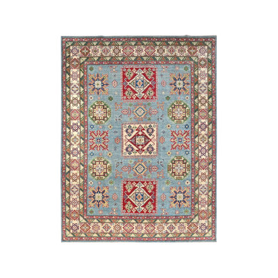 Tapis oriental en laine noué à la main 9 pi x 9 pi 9 po Kazak