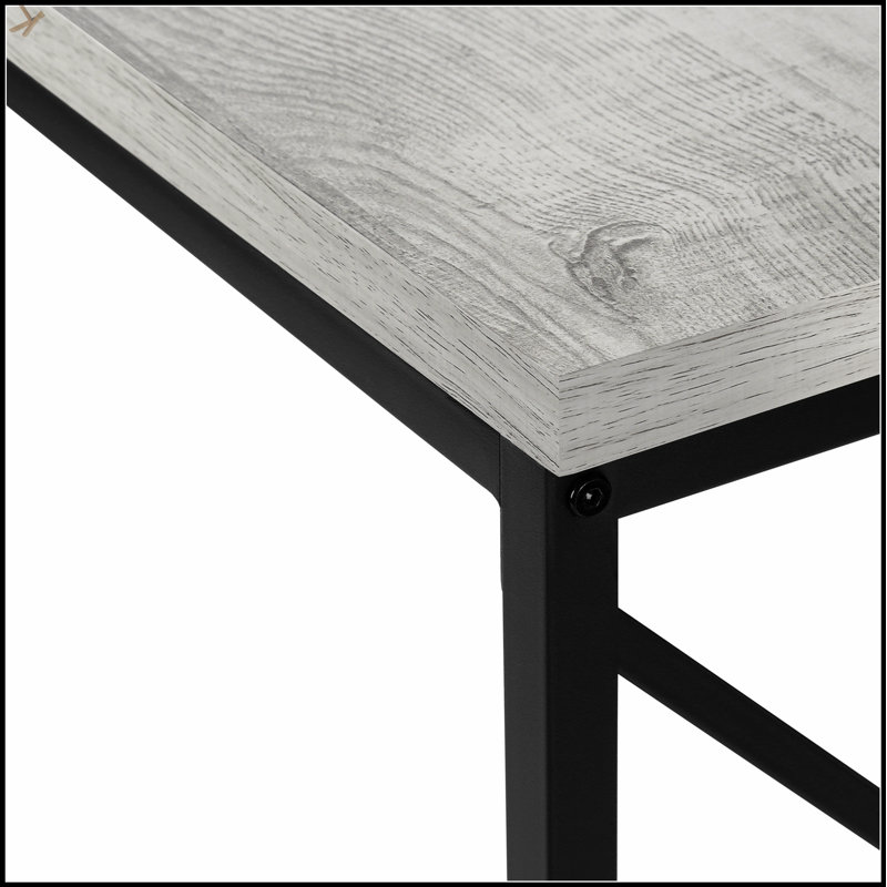 Console moderne moderne avec plateau en stratifié gris et base en métal noir, parfaite pour les vestibules et les canapés
