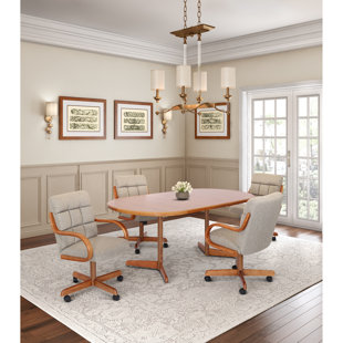 Aithley 5-Piece Extendable Double-Pedestal Caster Dining Set