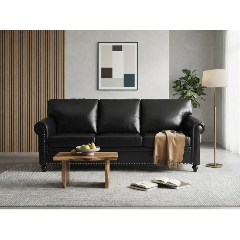 3 Seater PU leather sofas, Black