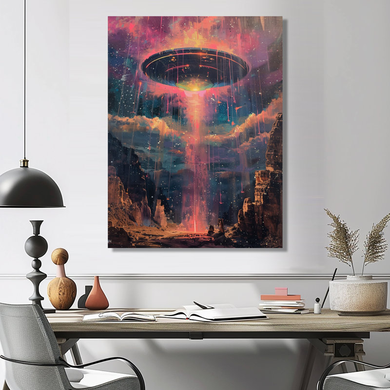 Rose et bleu interstellaire Ufos II - impression d'art mural Ufos, Toile tendue, H 12 po x l 20 po