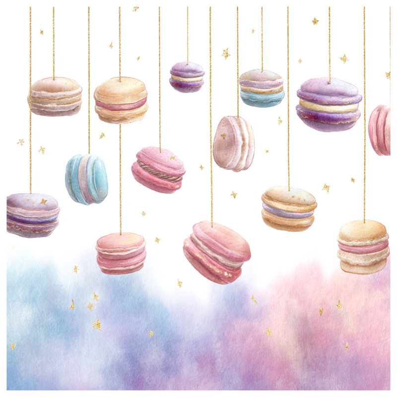 Tapis de bain Macarons suspendus avec étoiles, L 24 po x L 17 po