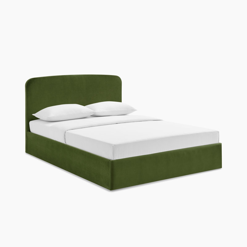 Aemilia Upholstered Ottoman Storage Bed, King, Green Velvet