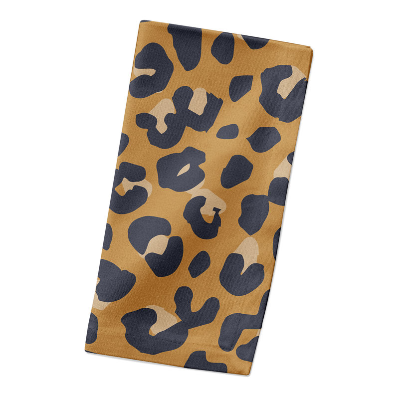 Draycen Cotton Animal Print Square Napkin, Gold/Green
