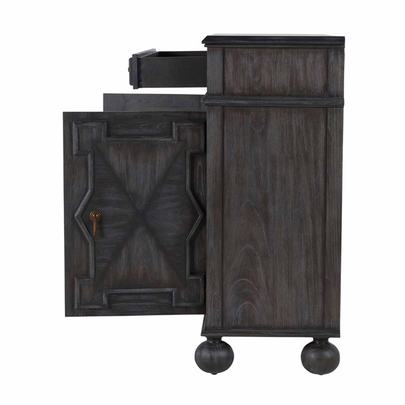 Ezekiel 2 - Door Accent Cabinet, Cerused Forest Black