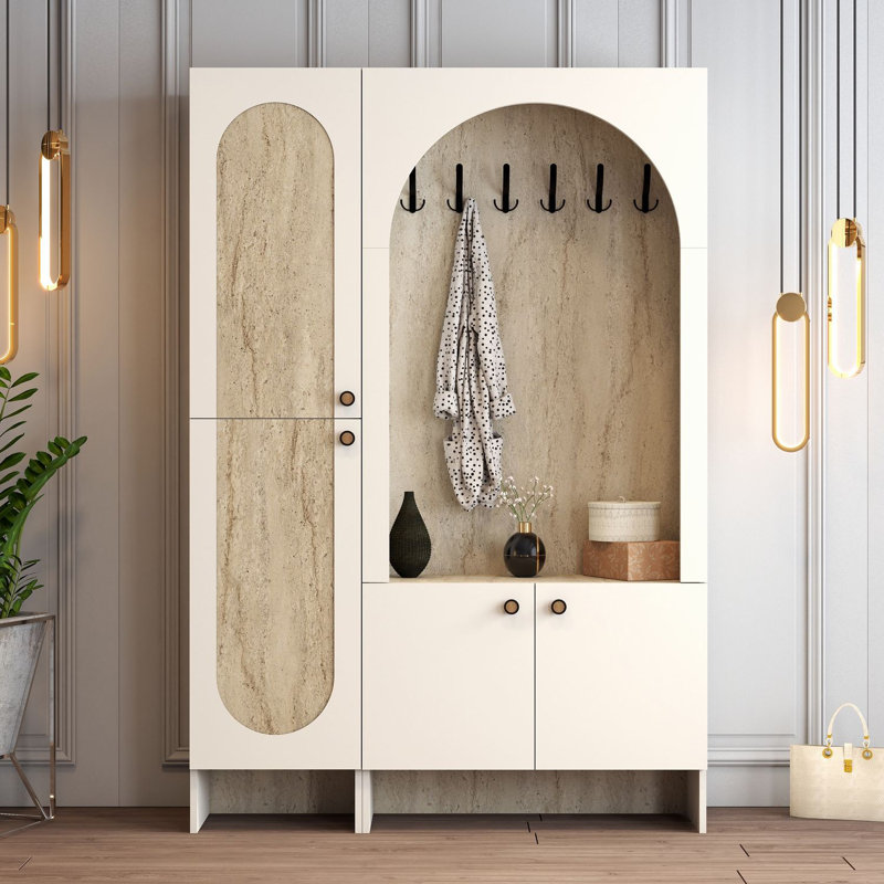 Almendarez Hall Stand, Cream/Travertine