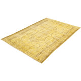 Tapis de la surface en laine jaune clair 6 pi x 9 pi 1 po one-of-kind à la main-noué la 1980 Overdyed
