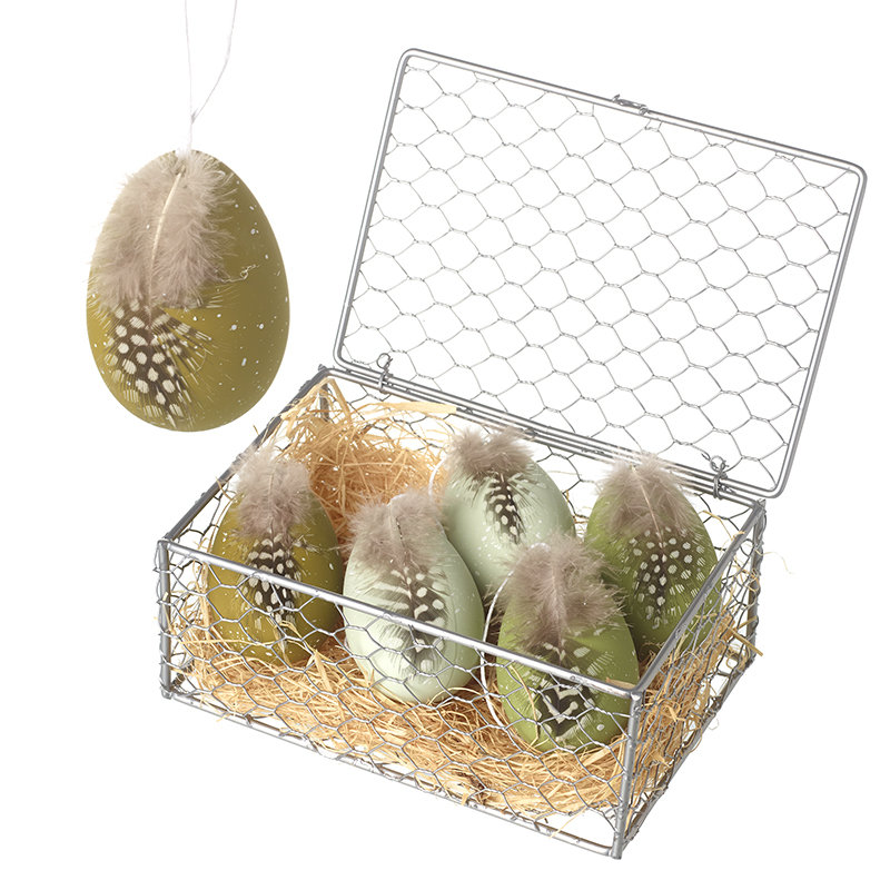 Hanging Eggs In Metal Crate