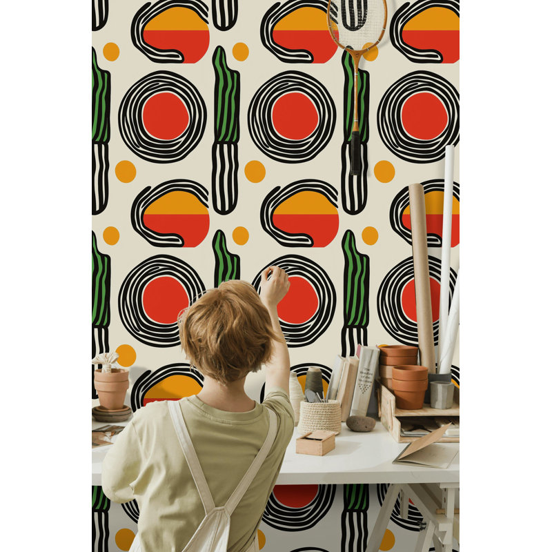 Abstract Retro Pop Wallpaper | Bold Modern Wall Mural with Striking Geometric Shapes