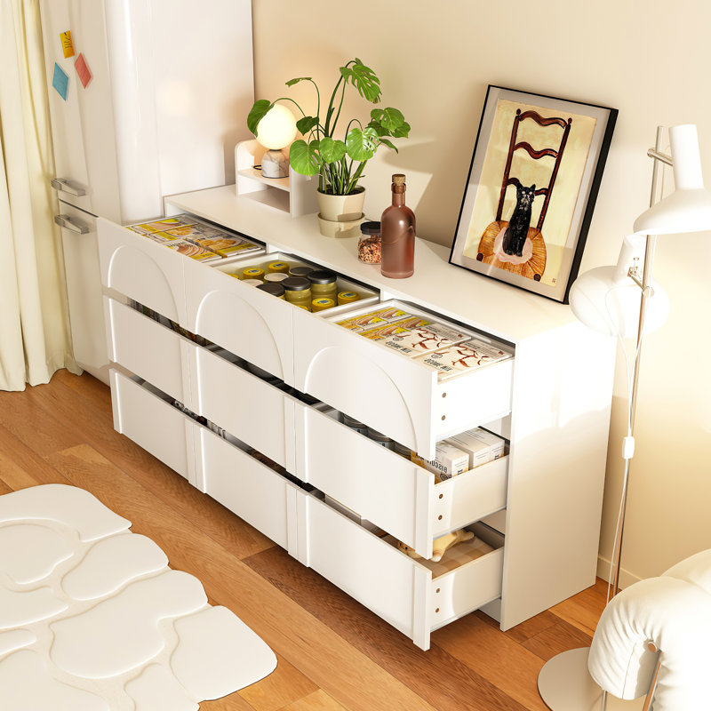 9-Drawer Sideboard With Elegent Design, White