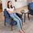 Quinze Mid Century Modern Upholstered Chenille Solid Wood Accent Armchair-156942151
