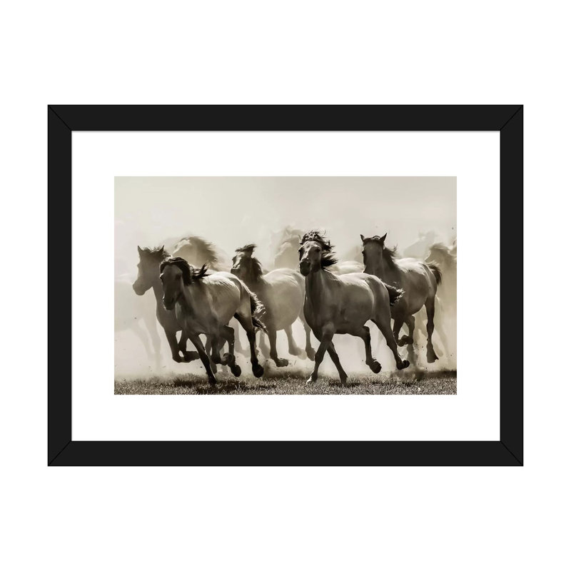 Cheval - reproduction d'art, H 24 po x l 32 po x P 1 po, Papier beaux-arts encadré noir