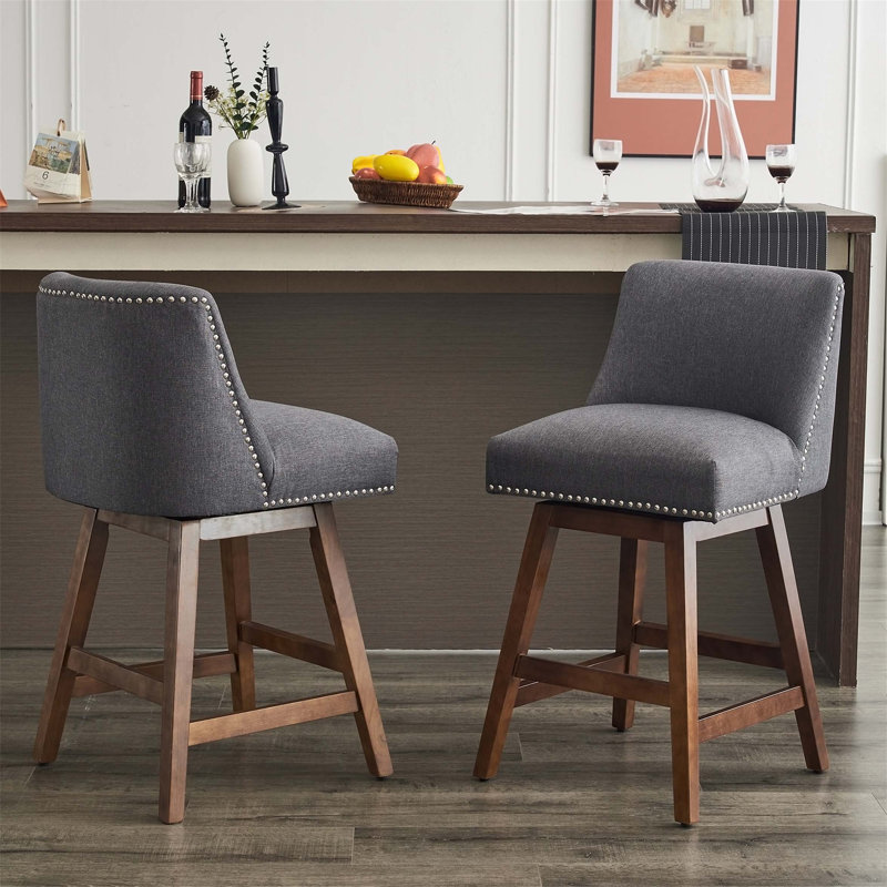Tabouret de comptoir pivotant 26 po Keyisha, Brun, Gris