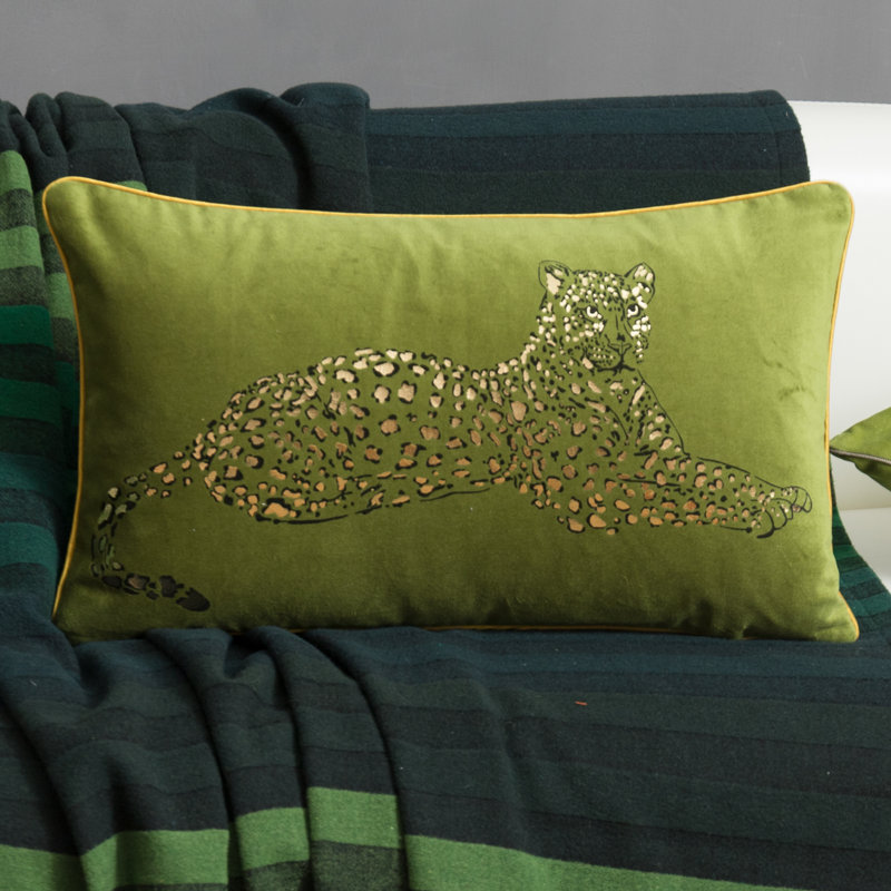 Housse de coussin décoratif léopard, Vert