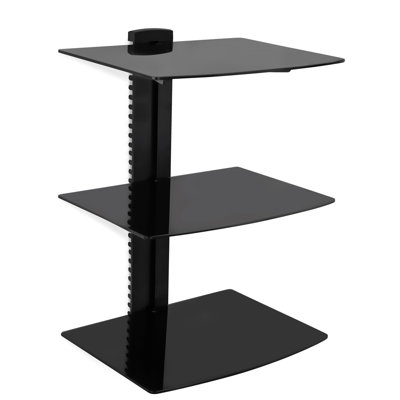 Wall Mounted AV Component Shelving System with 3 Adjustable Tempered Glass Shelves -  Mount-it, MI-813