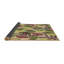 Tapis rond brun à motif floral-850821977